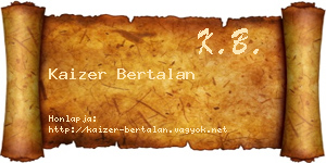 Kaizer Bertalan névjegykártya
